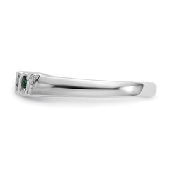 14k White Gold 1/10 carat Diamond and Emerald Complete Band