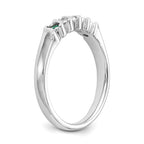 14k White Gold 1/10 carat Diamond and Emerald Complete Band