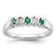 14k White Gold 1/10 carat Diamond and Emerald Complete Band