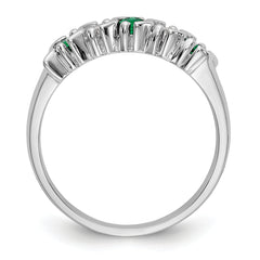14k White Gold 1/5 carat Diamond and Emerald Complete Band