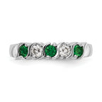 14k White Gold 1/5 carat Diamond and Emerald Complete Band