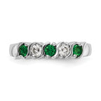 14k White Gold 1/5 carat Diamond and Emerald Complete Band