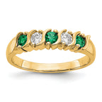 14k Yellow Gold 1/5 carat Diamond and Emerald Complete Band