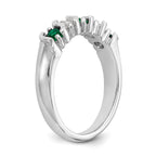 14k White Gold 1/3 carat Diamond and Emerald Complete Band