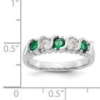 14k White Gold 1/3 carat Diamond and Emerald Complete Band