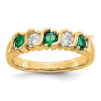 14k Yellow Gold 1/3 carat Diamond and Emerald Complete Band