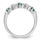 14k White Gold 3/8 carat Diamond and Emerald Complete Band