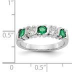 14k White Gold 3/8 carat Diamond and Emerald Complete Band
