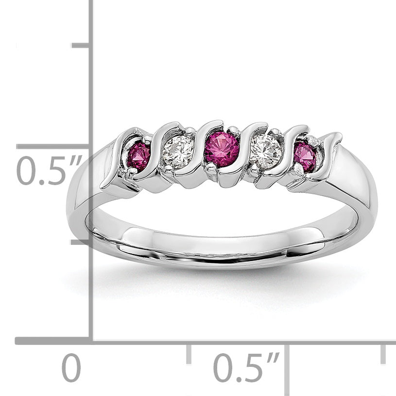 10k White Gold Diamond w/Ruby Band Secondary image
