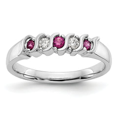 10k White Gold Diamond w/Ruby Band
