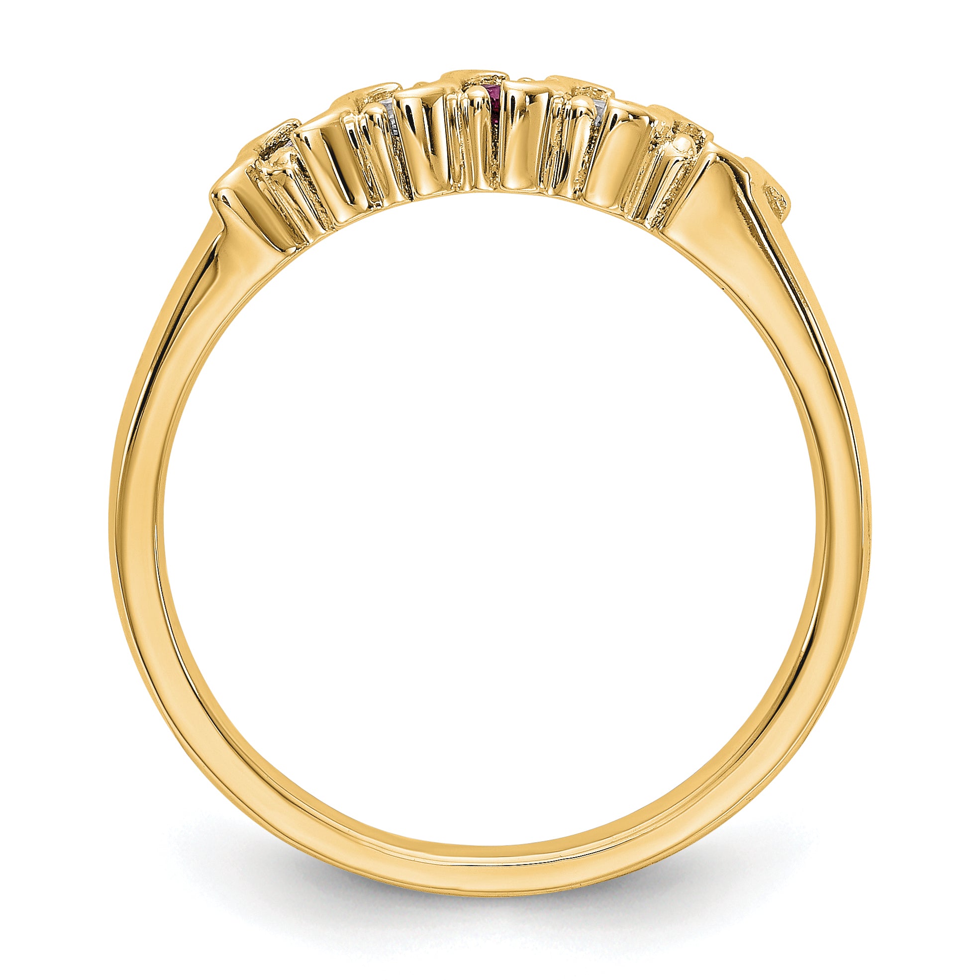 10k Yellow Gold Diamond w/Ruby Band Secondary image