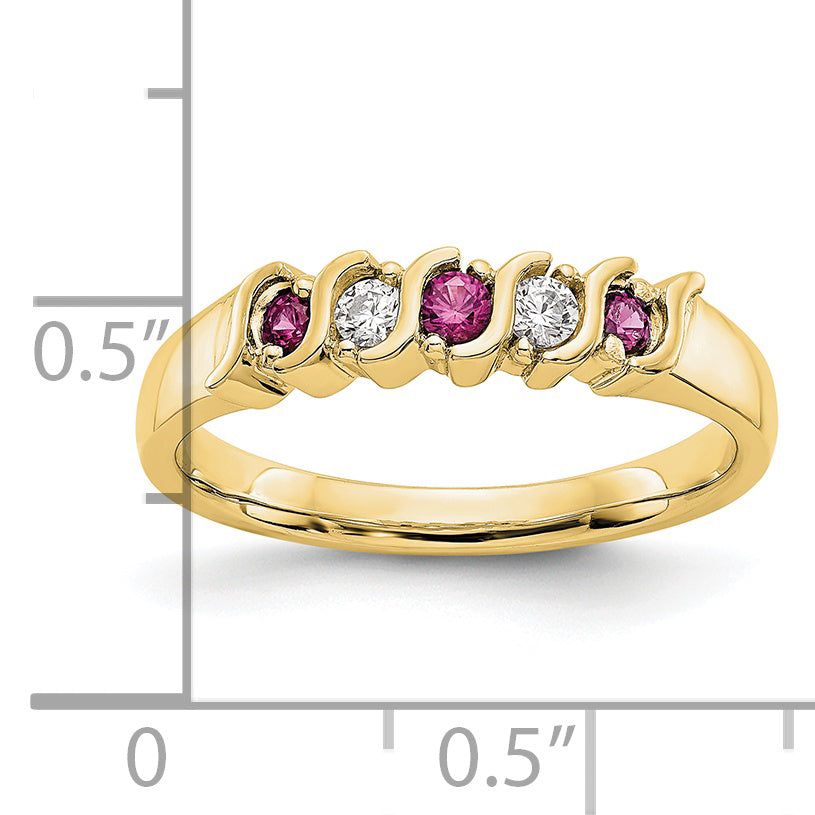 10k Yellow Gold Diamond w/Ruby Band