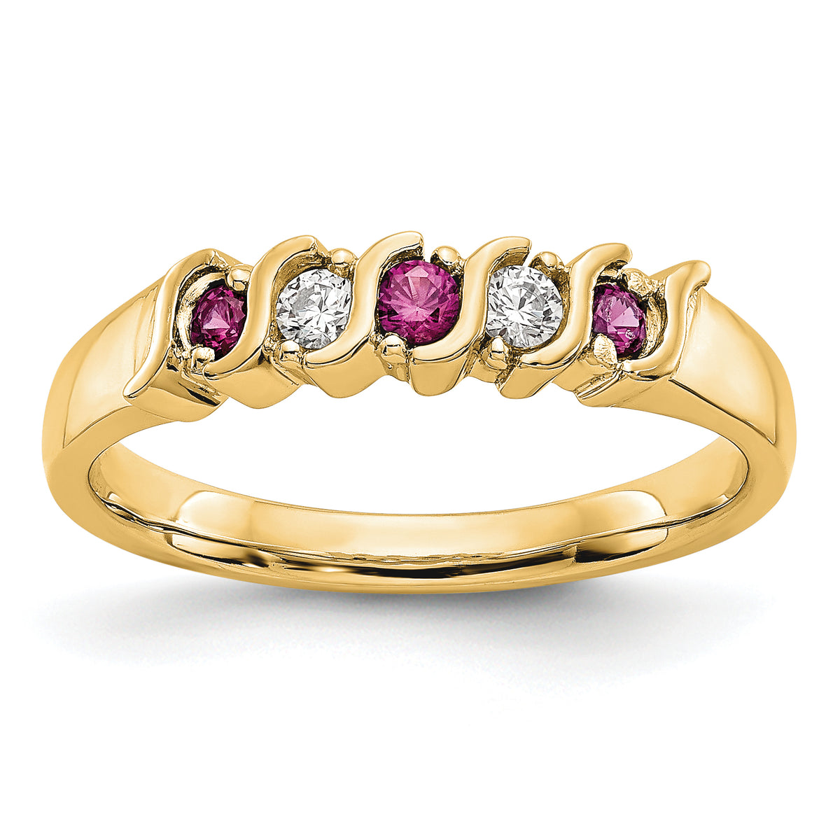 10k Yellow Gold Diamond w/Ruby Band