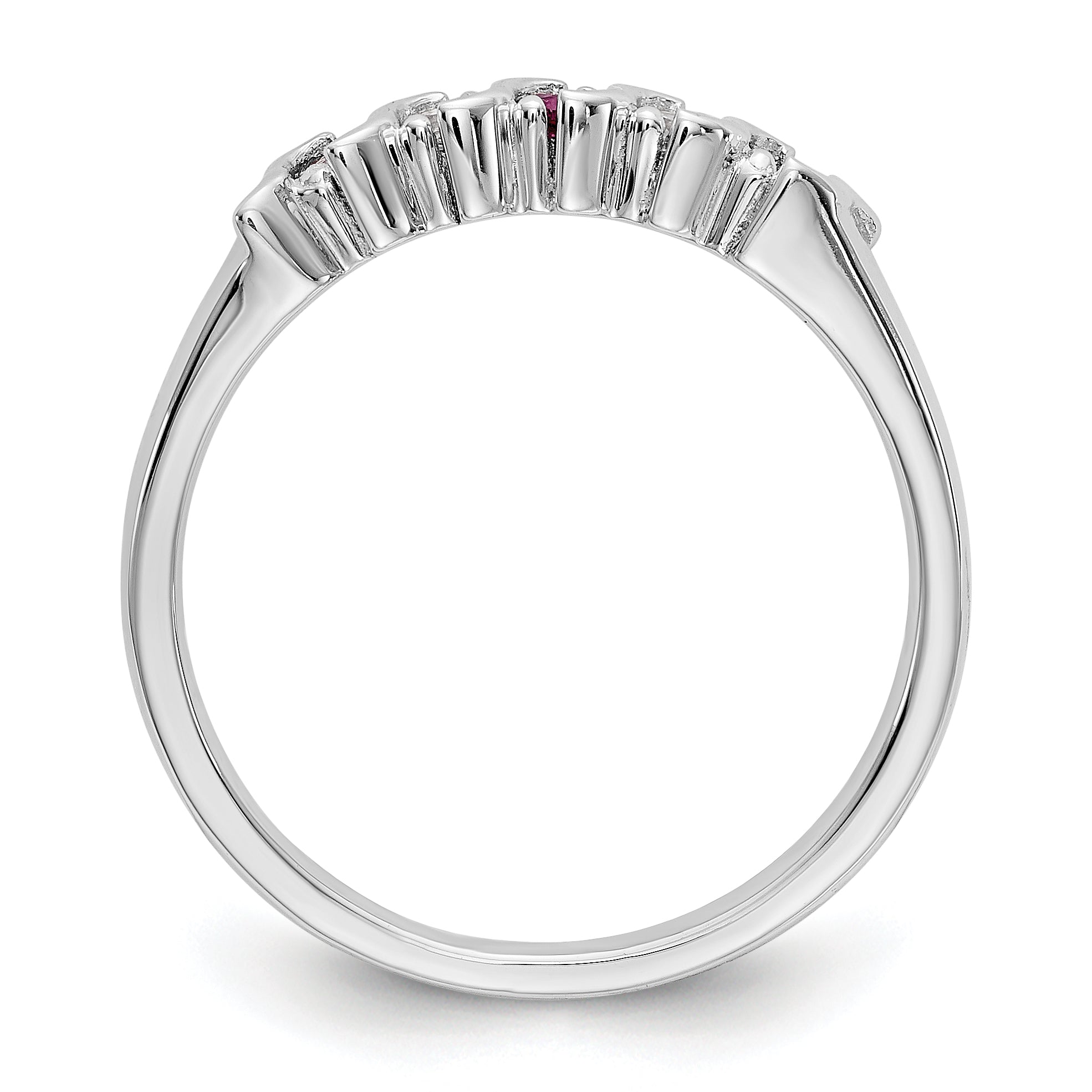 14k White Gold 1/10 carat Diamond and Ruby Complete Band Secondary image