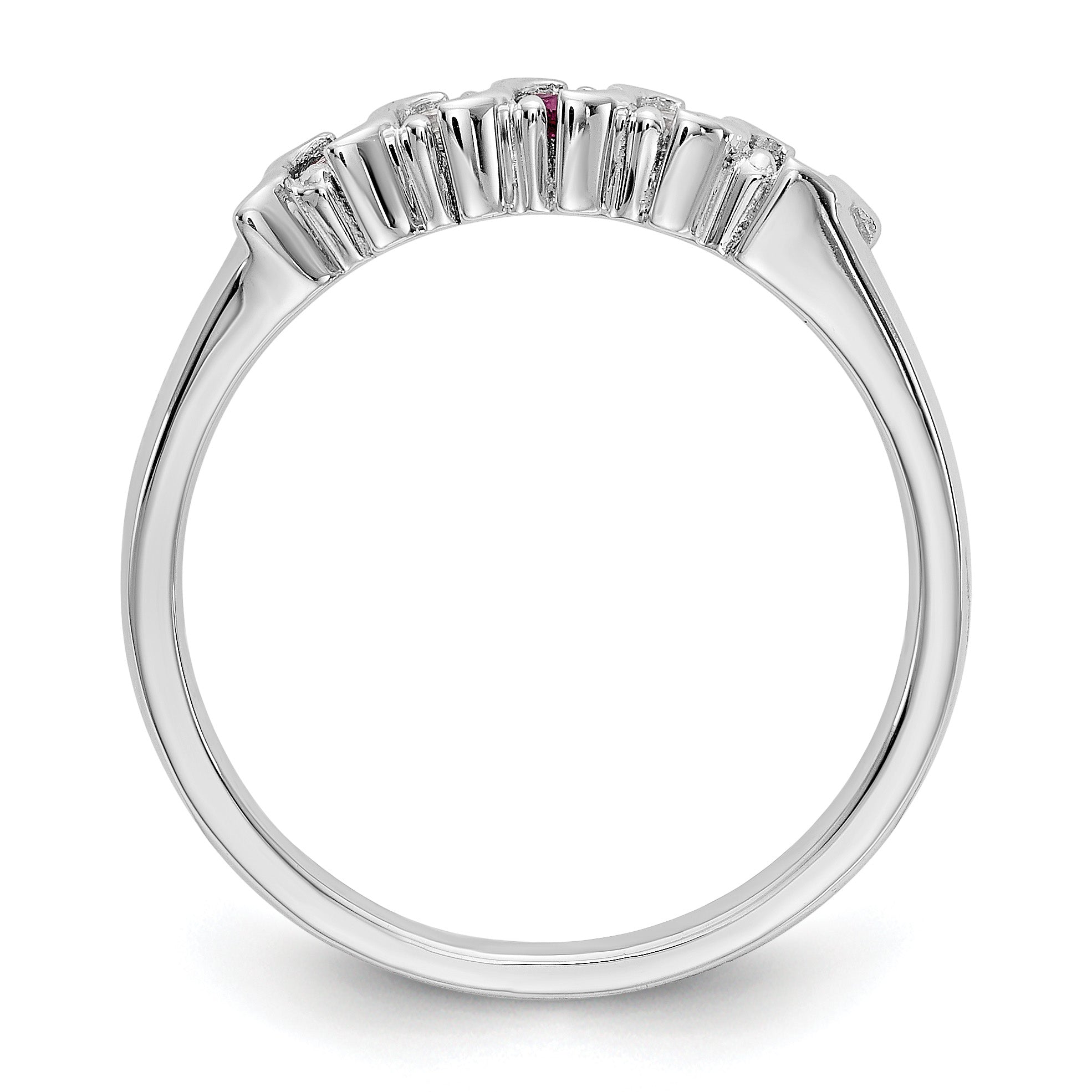 14k White Gold 1/10 carat Diamond and Ruby Complete Band Secondary image