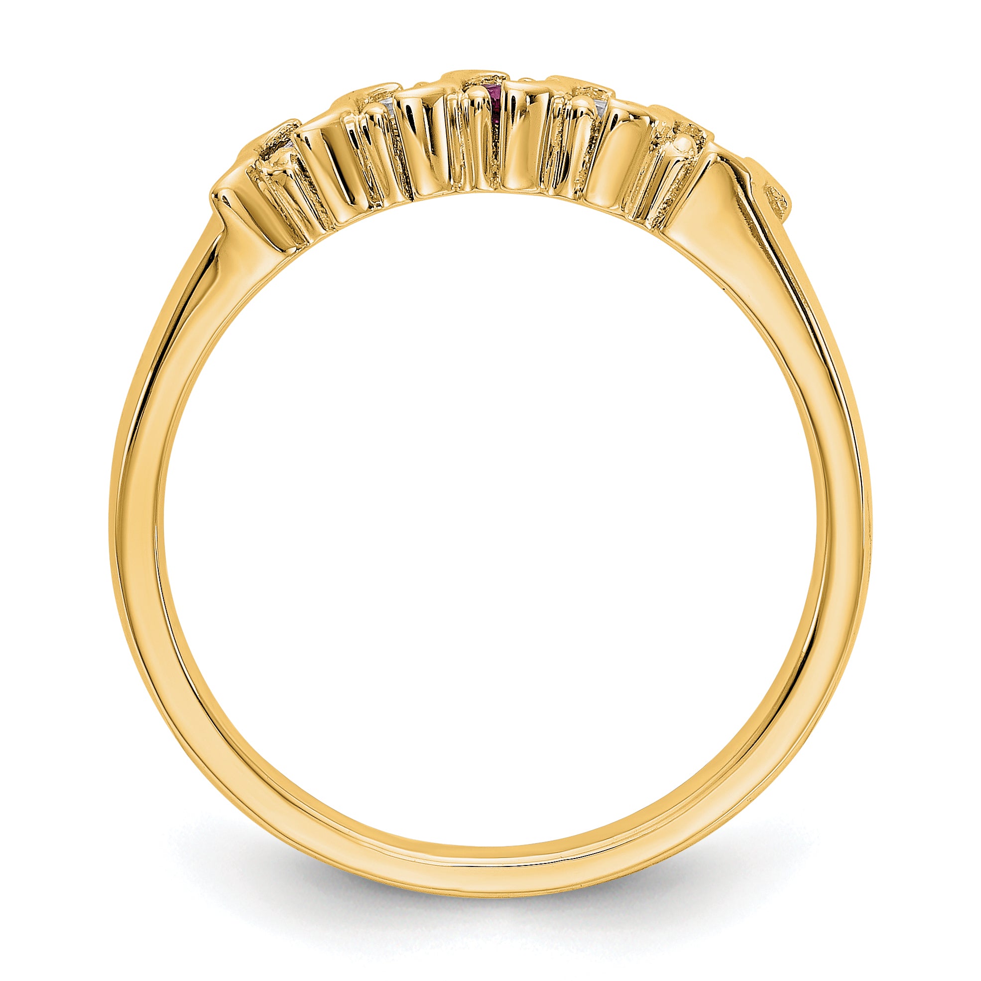 14k Yellow Gold 1/10 carat Diamond and Ruby Complete Band Secondary image