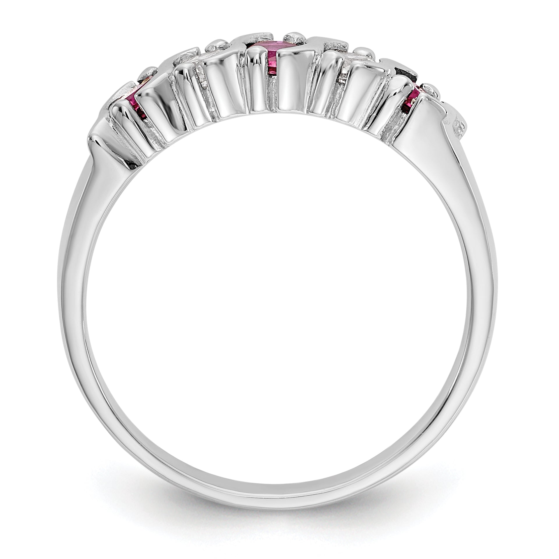 14k White Gold 1/5 carat Diamond and Ruby Complete Band Secondary image