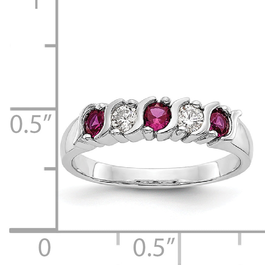 14k White Gold 1/5 carat Diamond and Ruby Complete Band