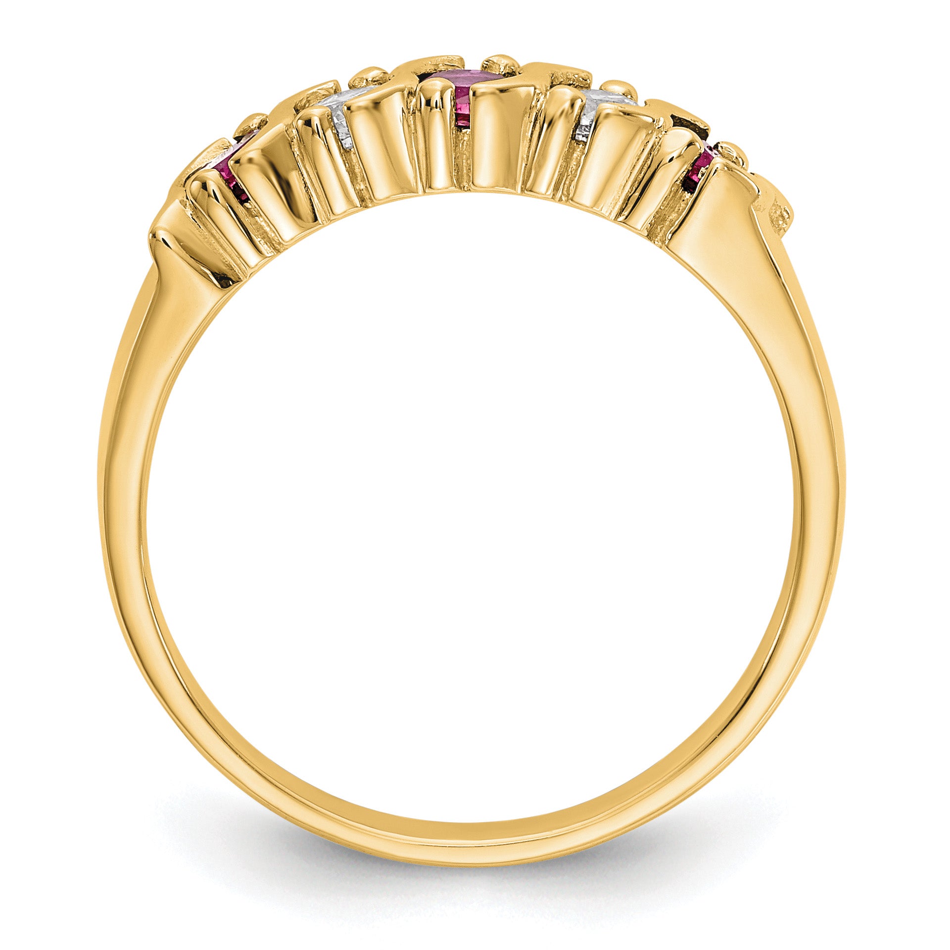 14k Yellow Gold 1/5 carat Diamond and Ruby Complete Band