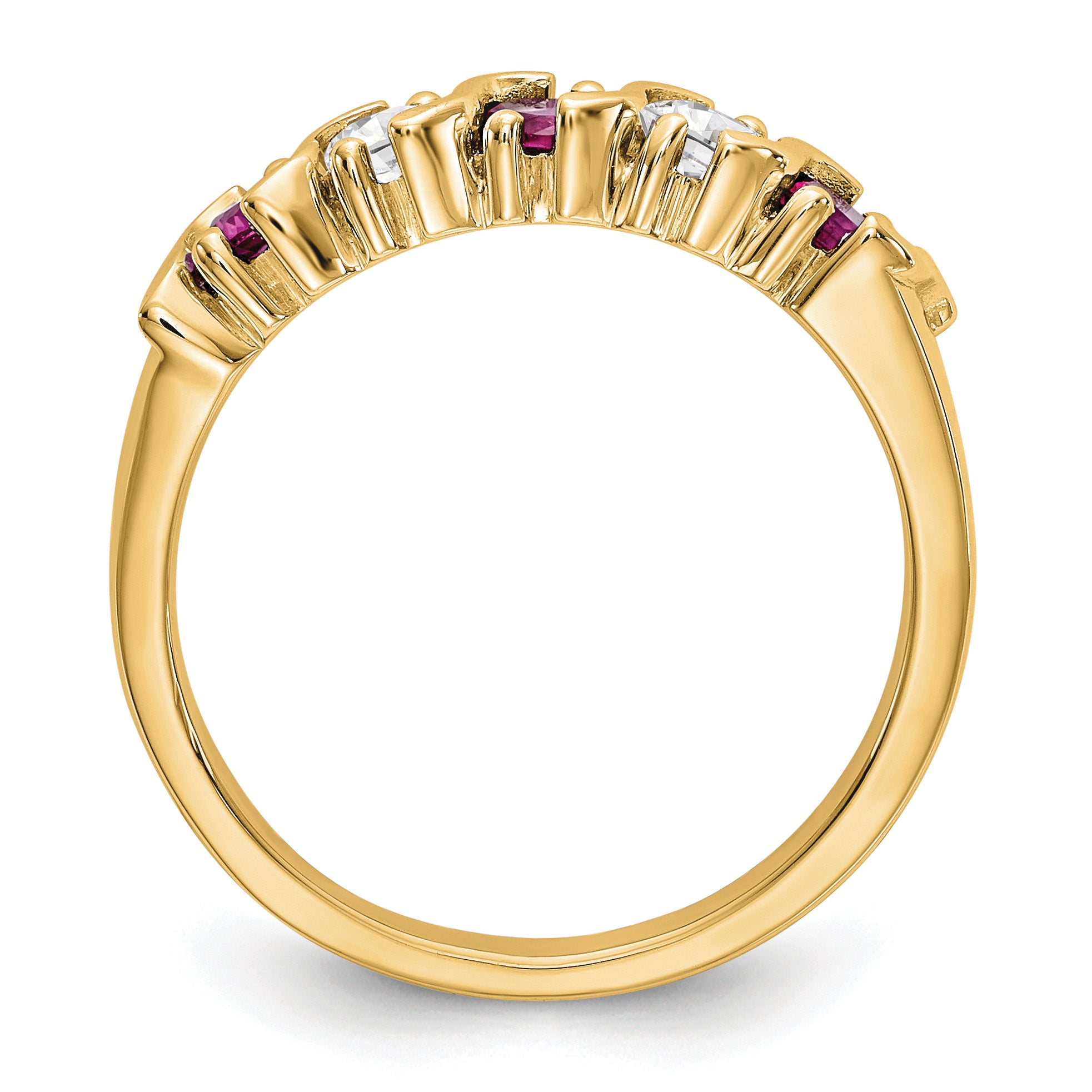 14k Yellow Gold 1/3 carat Diamond and Ruby Complete Band Secondary image