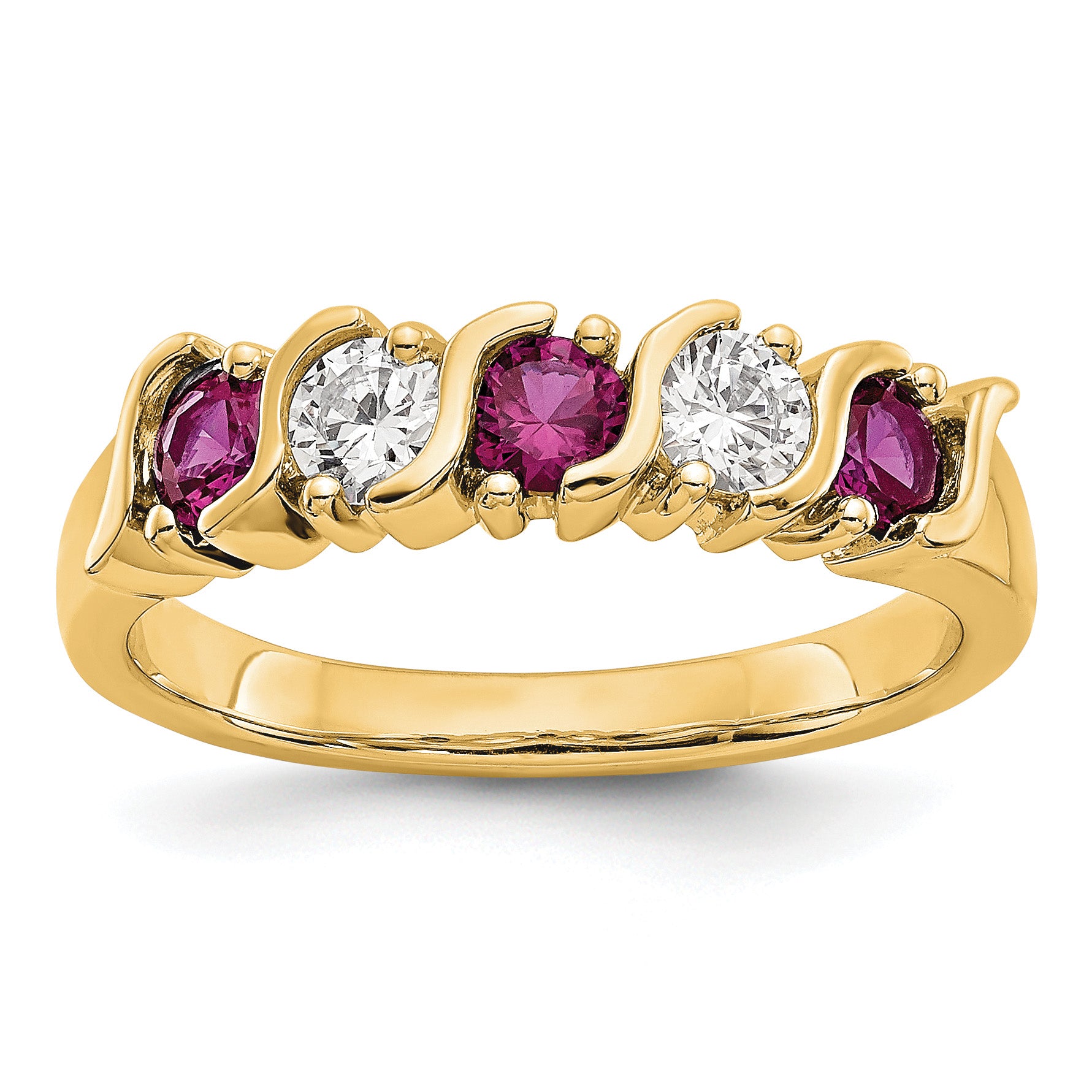 14k Yellow Gold 1/3 carat Diamond and Ruby Complete Band Main image