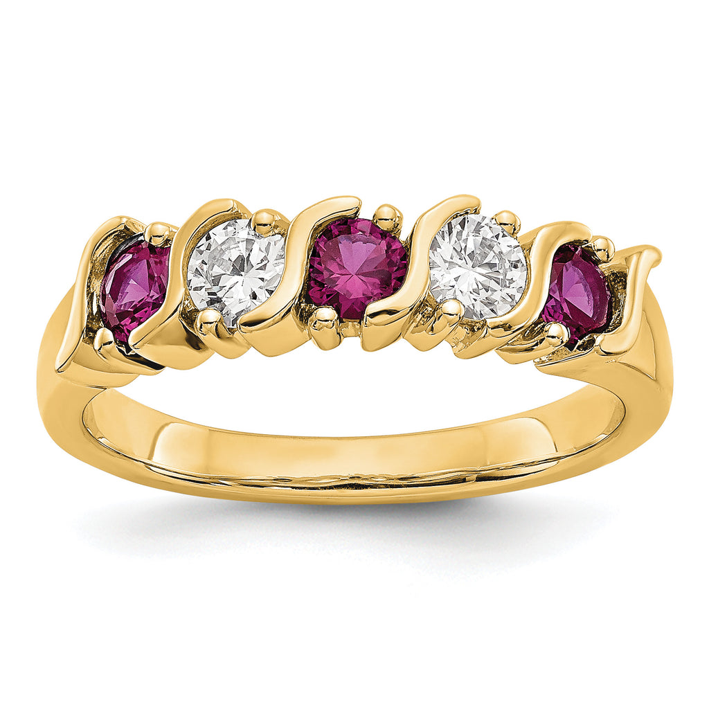 14k Yellow Gold 1/3 carat Diamond and Ruby Complete Band