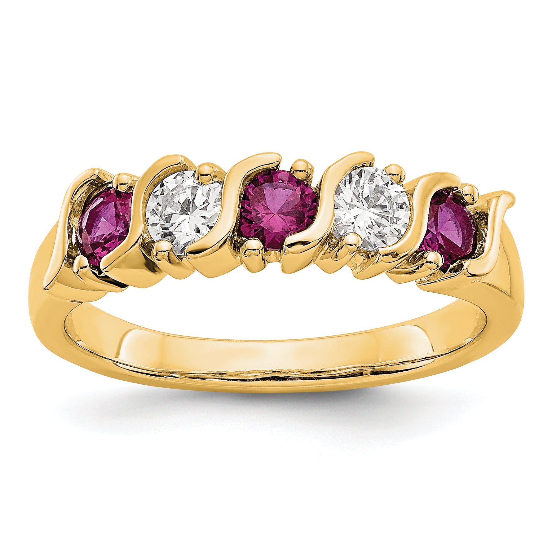 14k Yellow Gold 1/3 carat Diamond and Ruby Complete Band Main image
