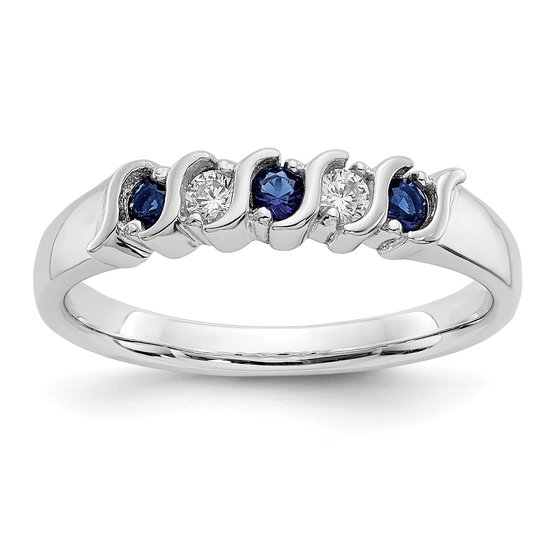 10k White Gold Diamond w/Sapphire Band Main image