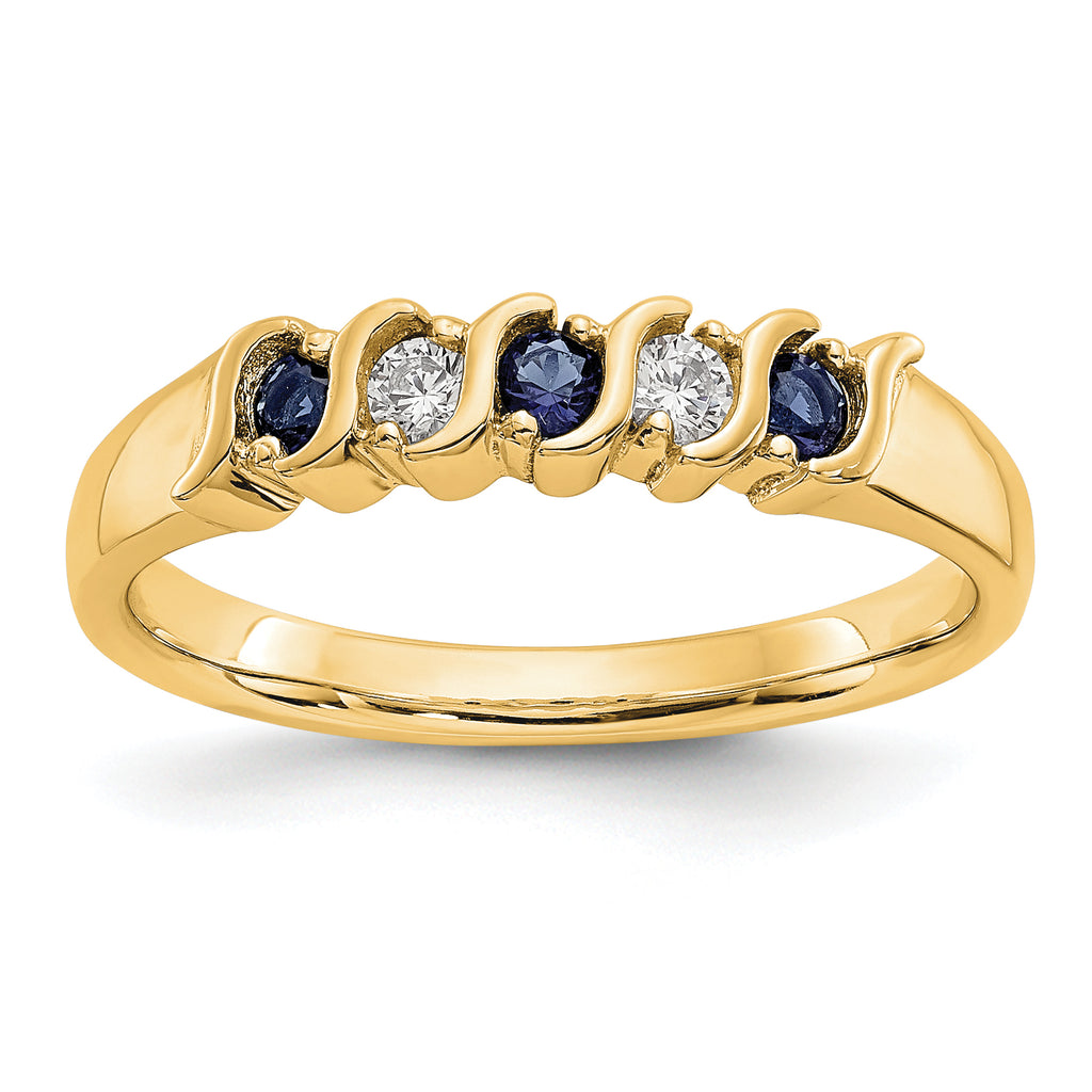 10k Yellow Gold Diamond w/Sapphire Band