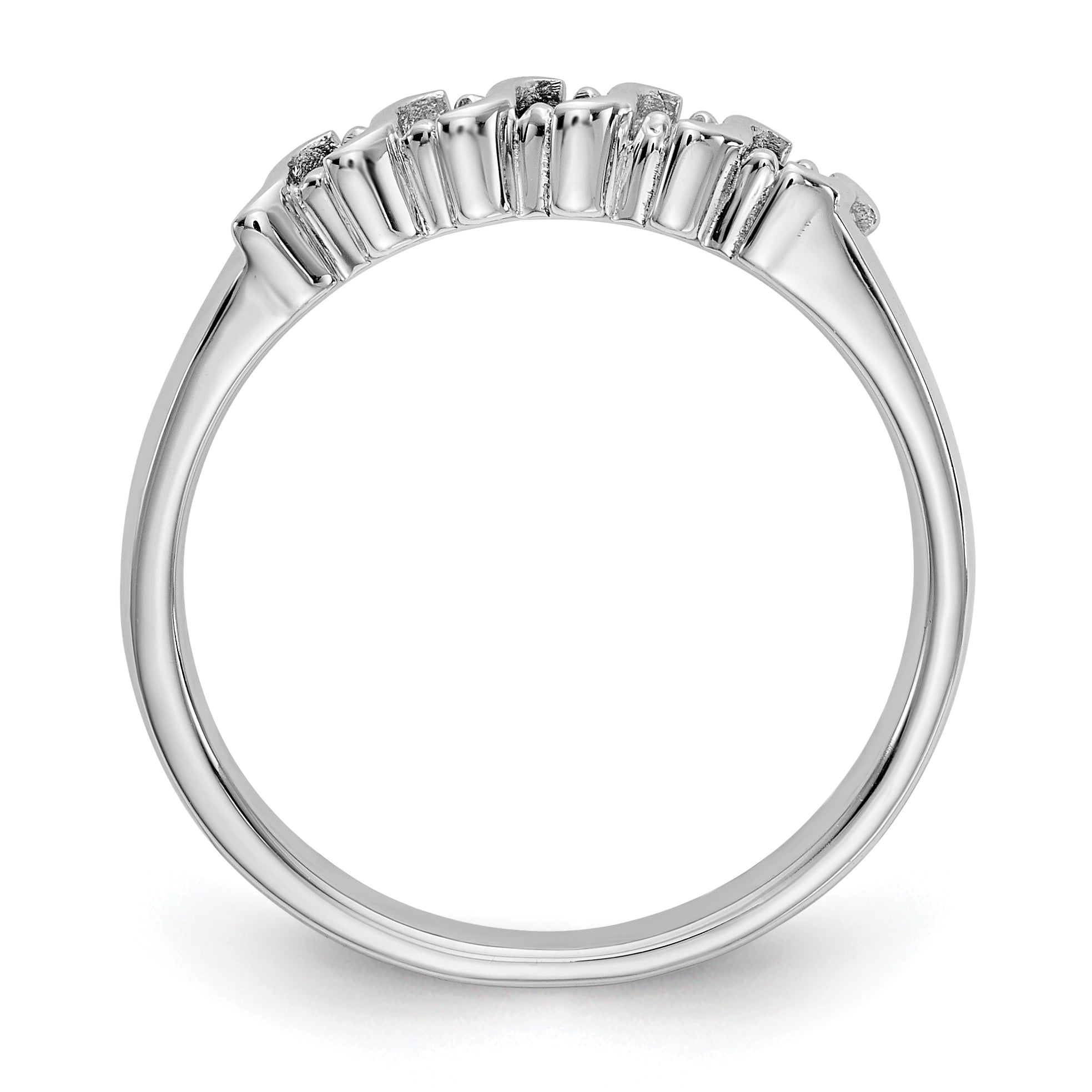 14k White Gold 1/10 carat Diamond and Blue Sapphire Complete Band