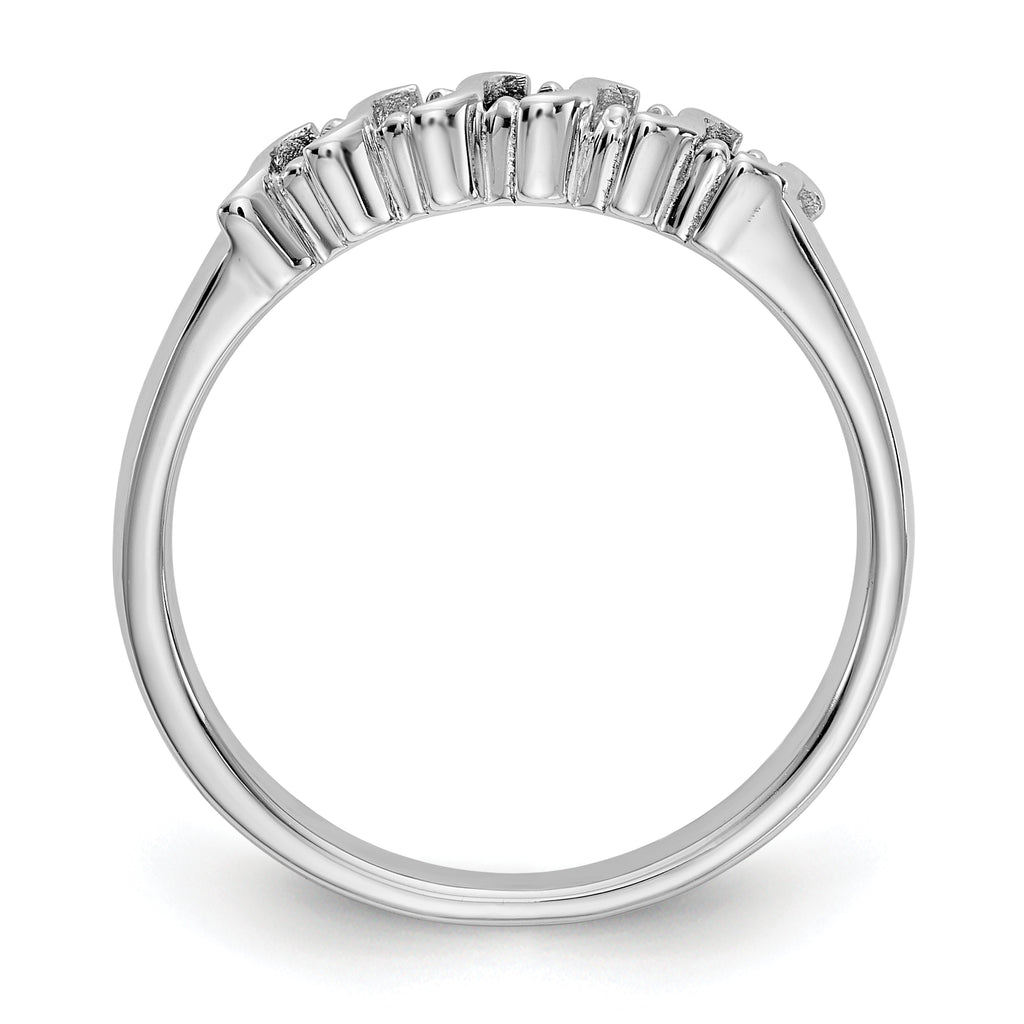 14k White Gold 1/10 carat Diamond and Blue Sapphire Complete Band
