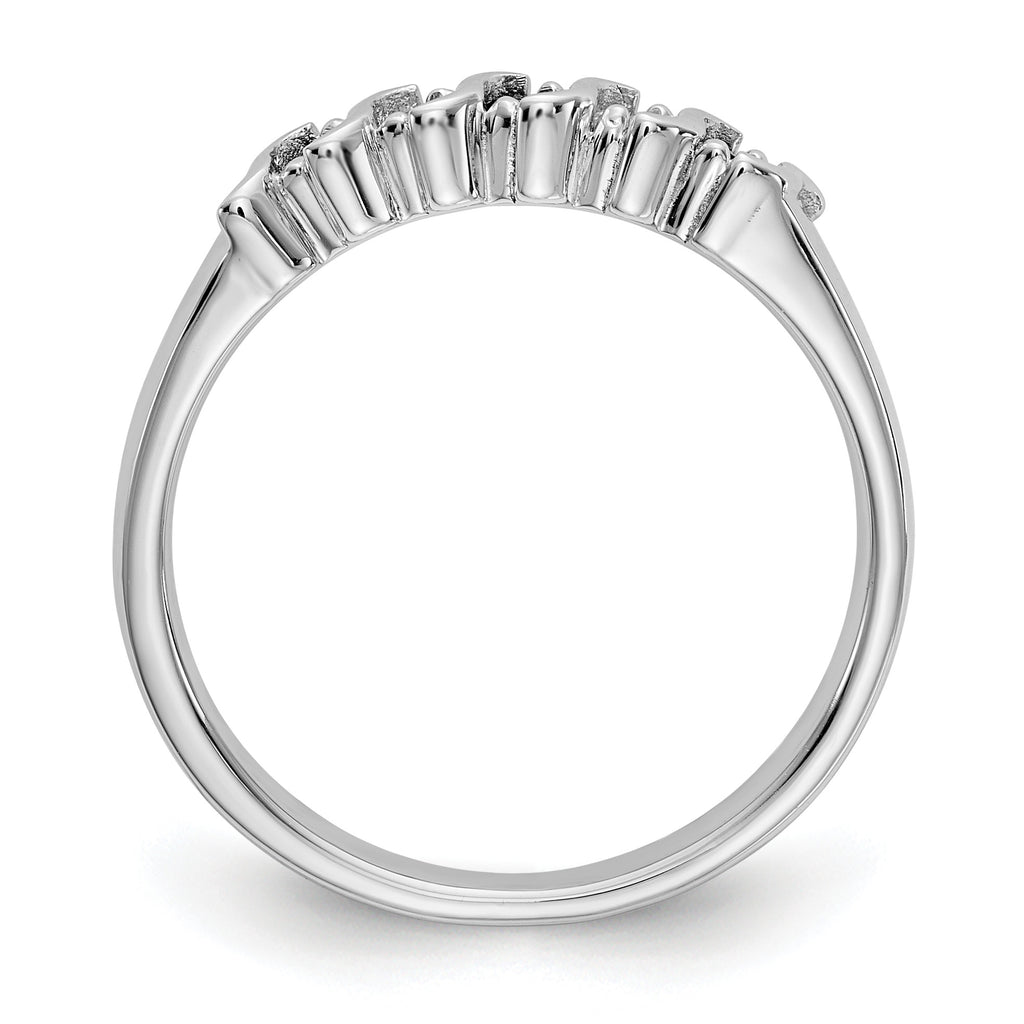 14k White Gold 1/10 carat Diamond and Blue Sapphire Complete Band