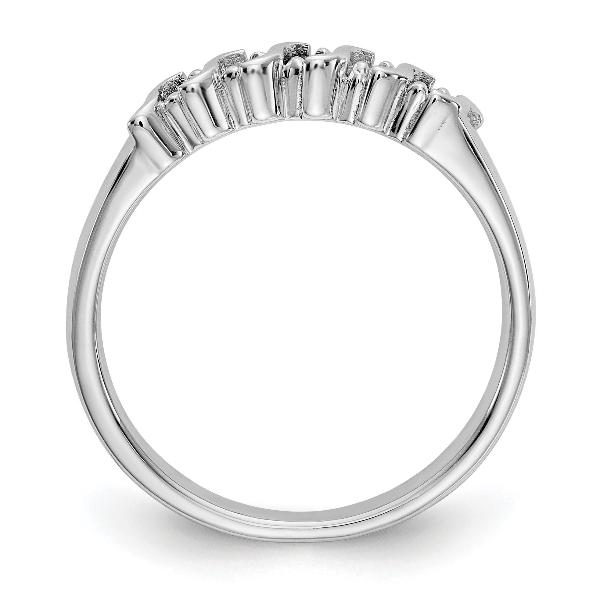 14k White Gold 1/10 carat Diamond and Blue Sapphire Complete Band