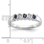 14k White Gold 1/10 carat Diamond and Blue Sapphire Complete Band