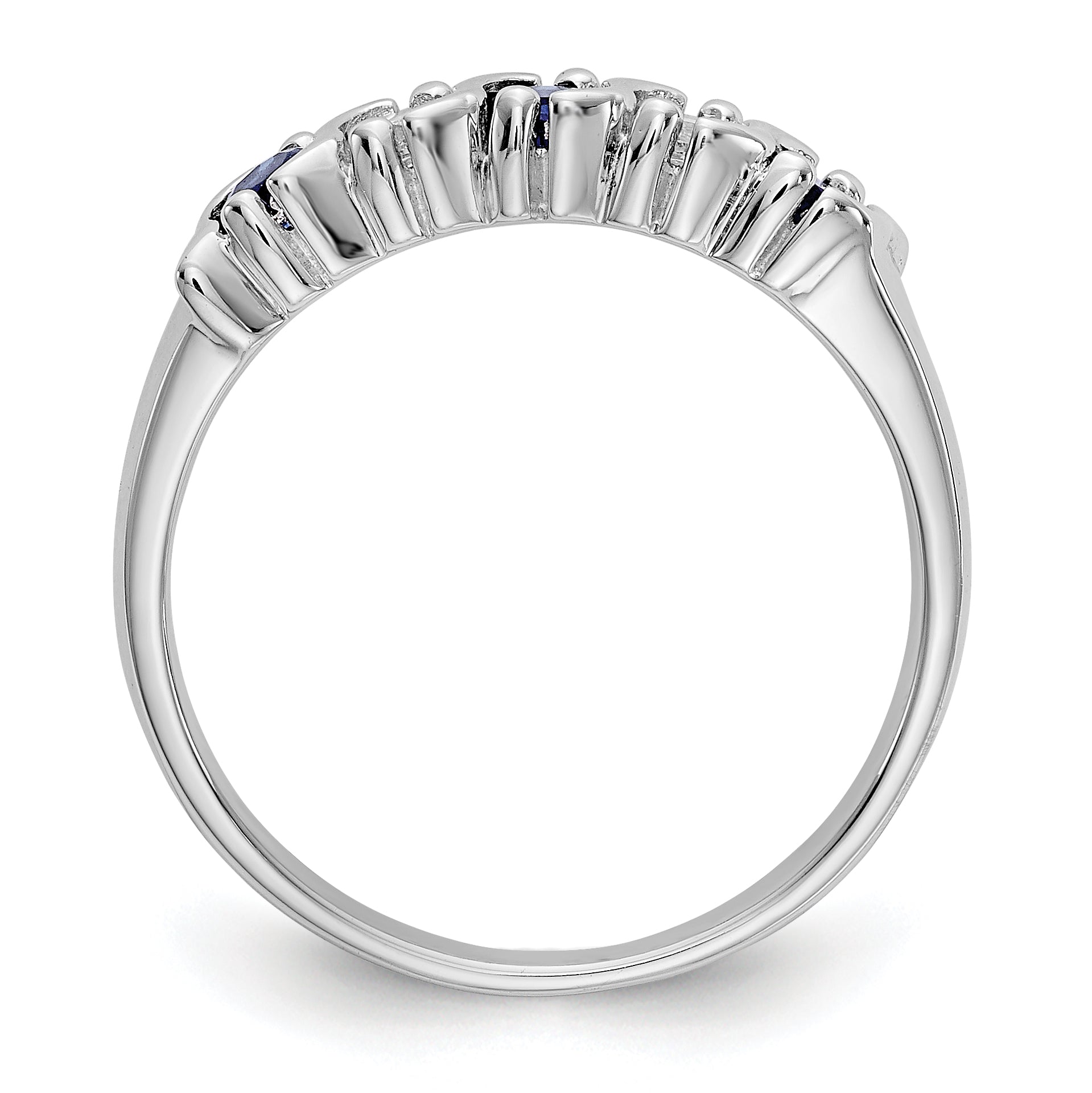14k White Gold 1/5 carat Diamond and Blue Sapphire Complete Band Secondary image