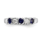 14k White Gold 1/5 carat Diamond and Blue Sapphire Complete Band