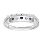 14k White Gold 1/5 carat Diamond and Blue Sapphire Complete Band