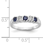 14k White Gold 1/5 carat Diamond and Blue Sapphire Complete Band