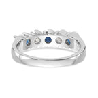 14k White Gold 1/3 carat Diamond and Blue Sapphire Complete Band