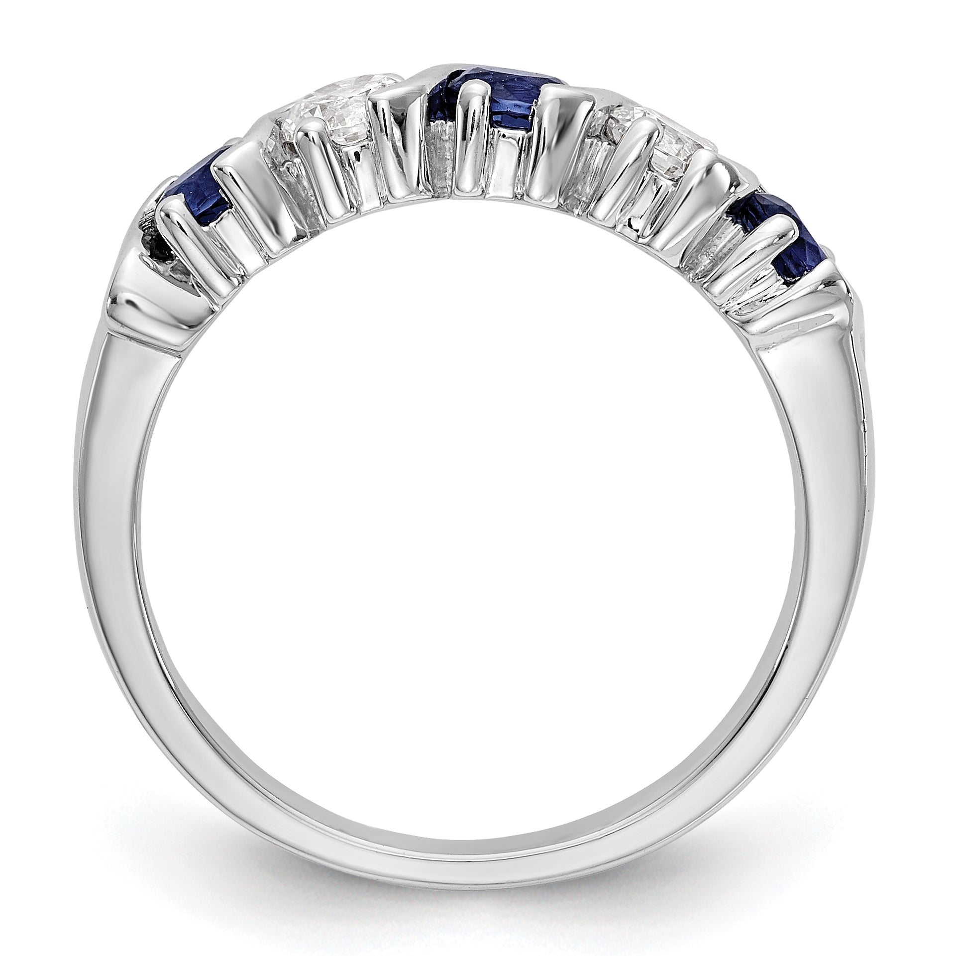 14k White Gold 3/8 carat Diamond and Blue Sapphire Complete Band Secondary image
