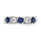 14k White Gold 3/8 carat Diamond and Blue Sapphire Complete Band