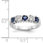 14k White Gold 3/8 carat Diamond and Blue Sapphire Complete Band
