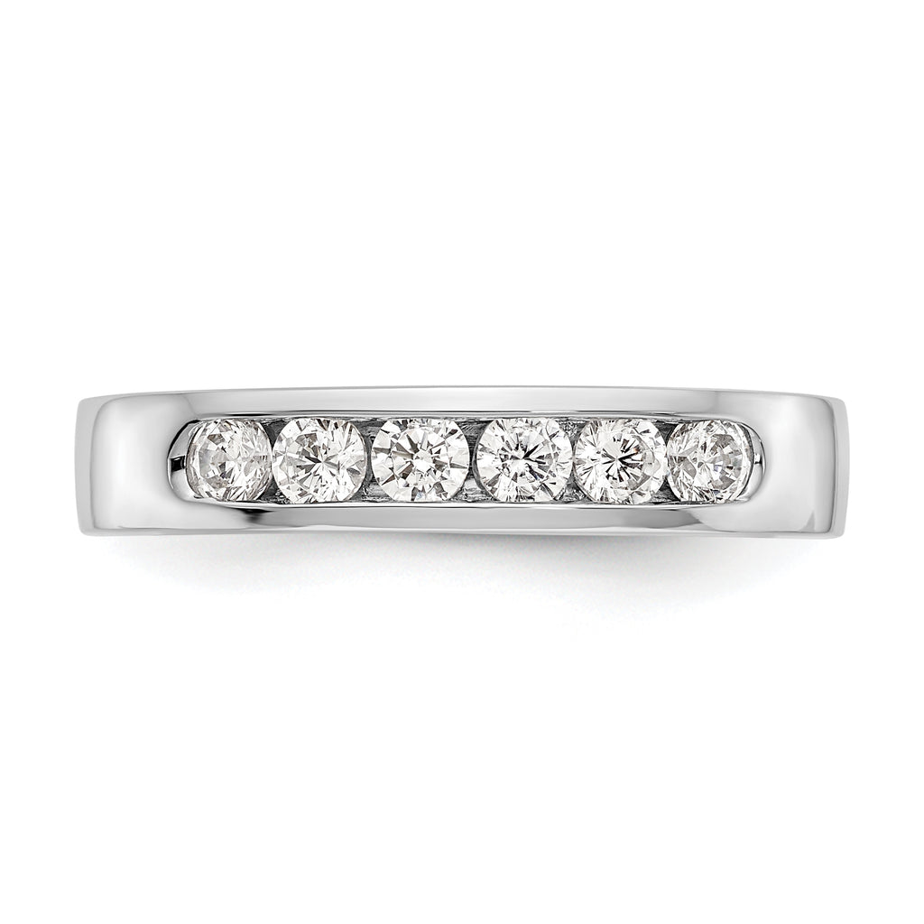 14K White Gold 6-Stone 1/2 carat VS Round Diamond Complete Channel Band