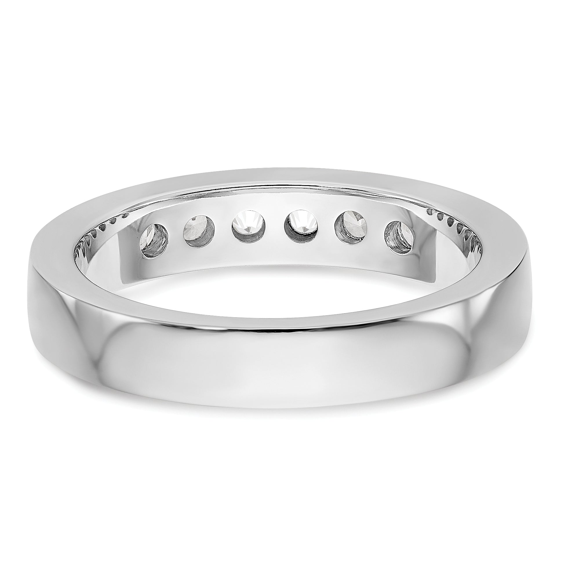 14K White Gold 6-Stone 1/2 carat VS Round Diamond Complete Channel Band