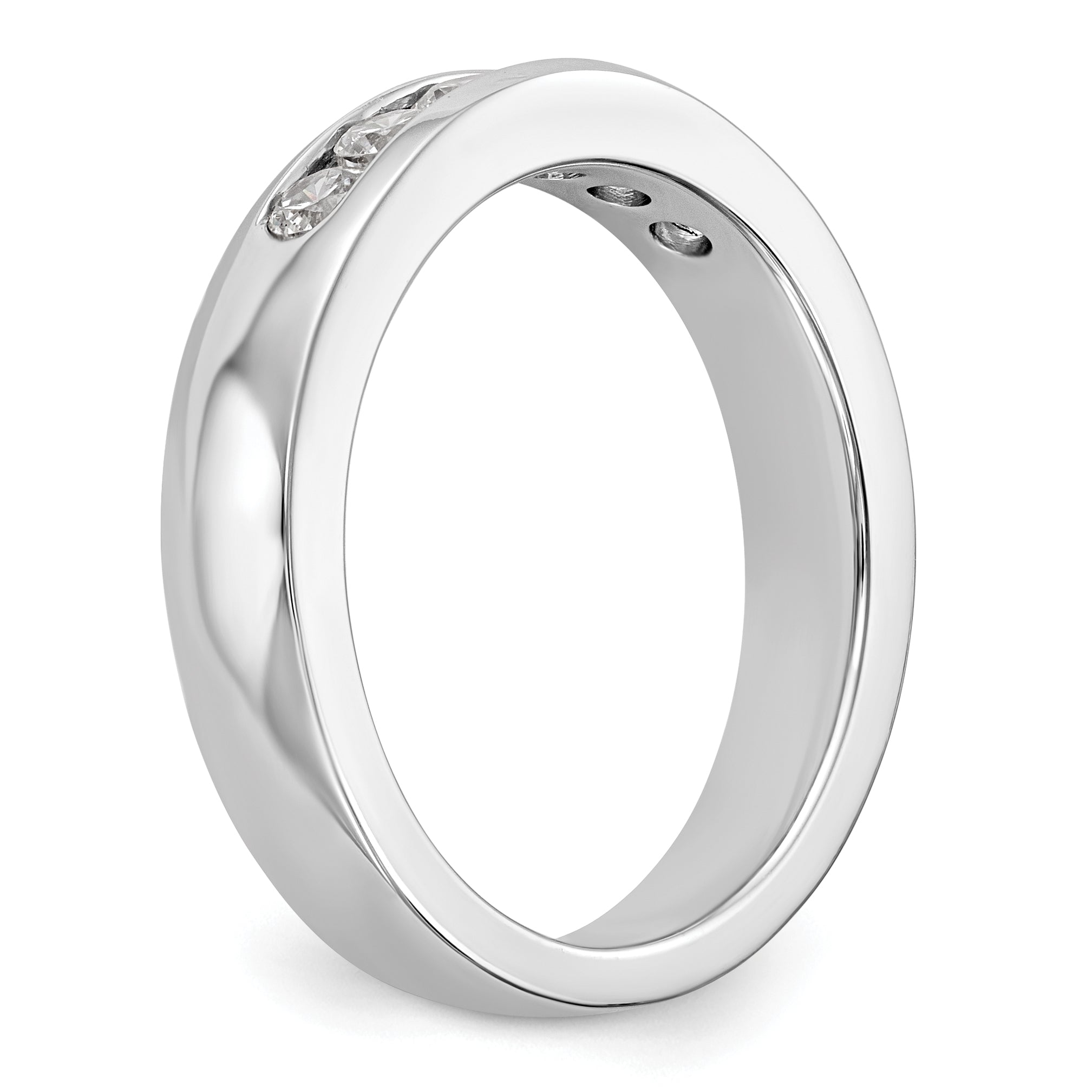 14K White Gold 6-Stone 1/2 carat VS Round Diamond Complete Channel Band