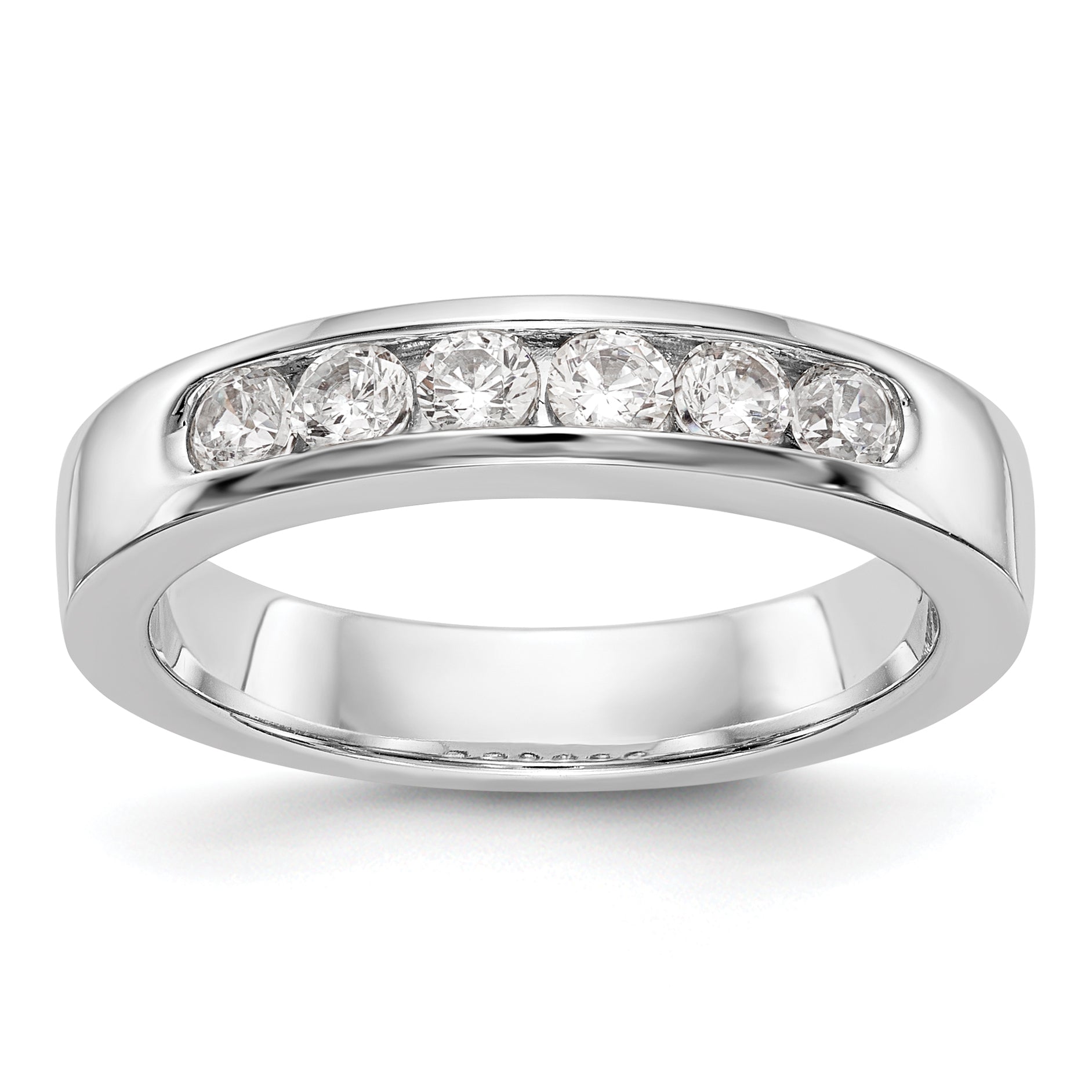 14K White Gold 6-Stone 1/2 carat VS Round Diamond Complete Channel Band Main image