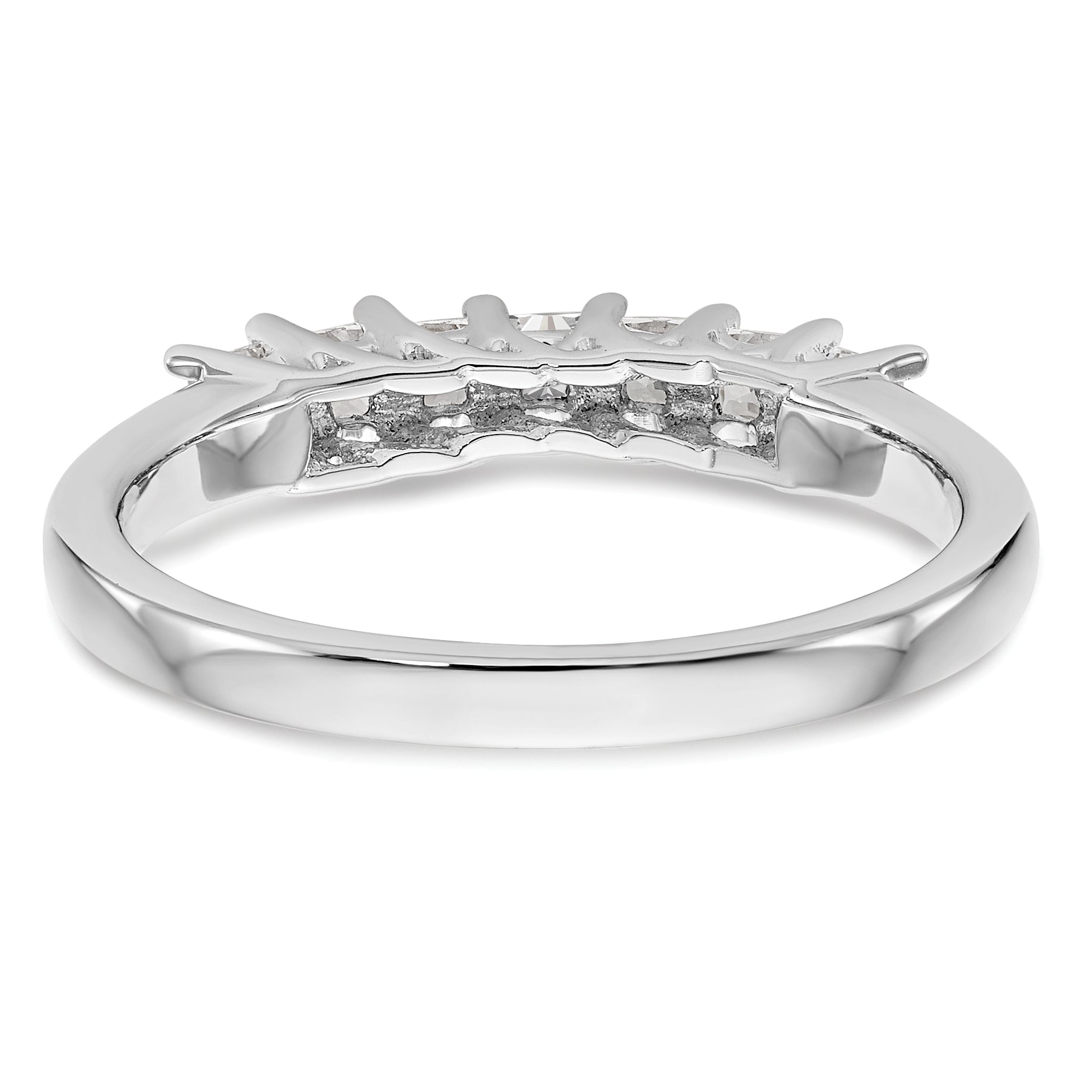 14K White Gold 7-Stone Shared Prong (Holds 7-2.3mm Princess) Diamond Band Mounting (No Stone Included)