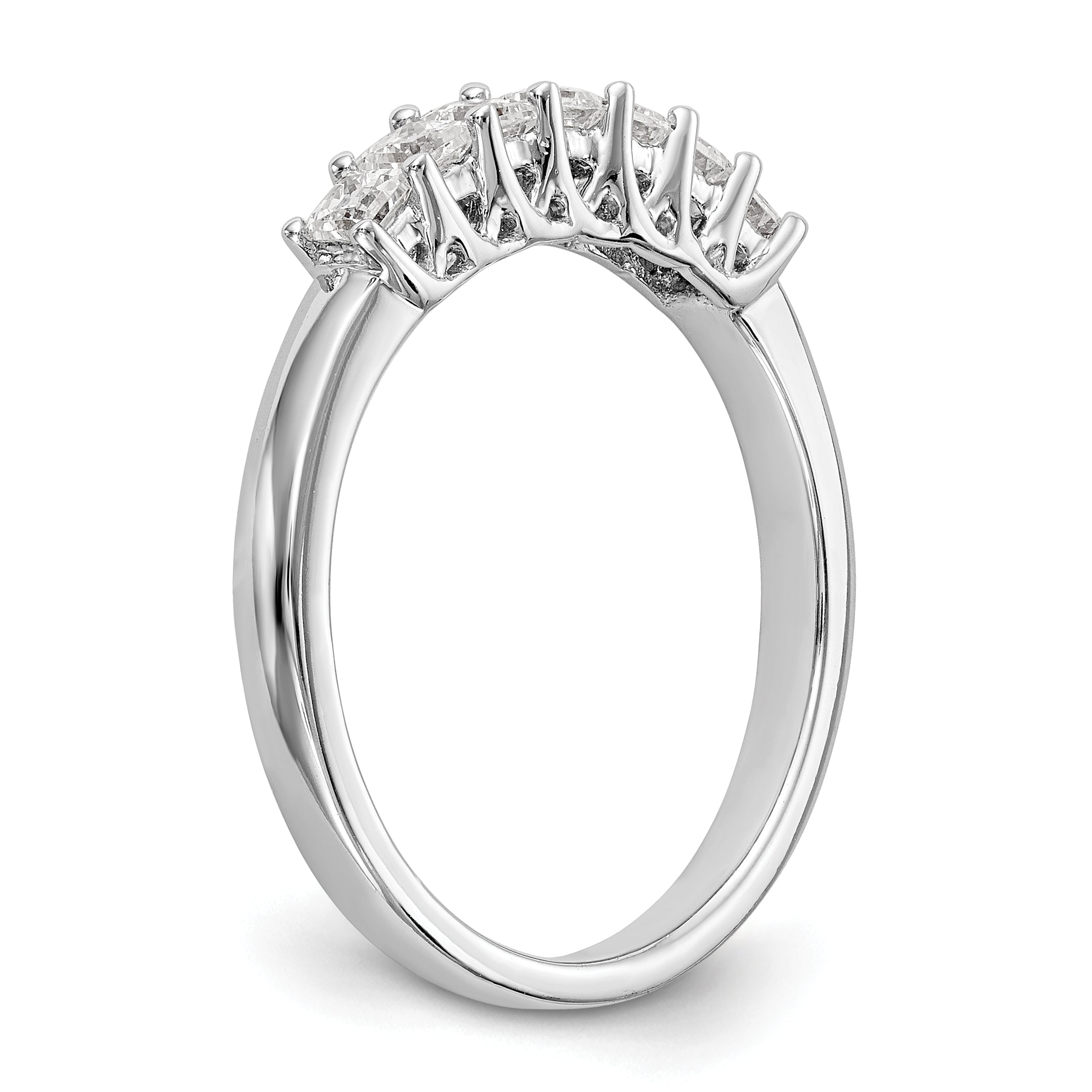 14K White Gold 7-Stone Shared Prong (Holds 7-2.3mm Princess) Diamond Band Mounting (No Stone Included)