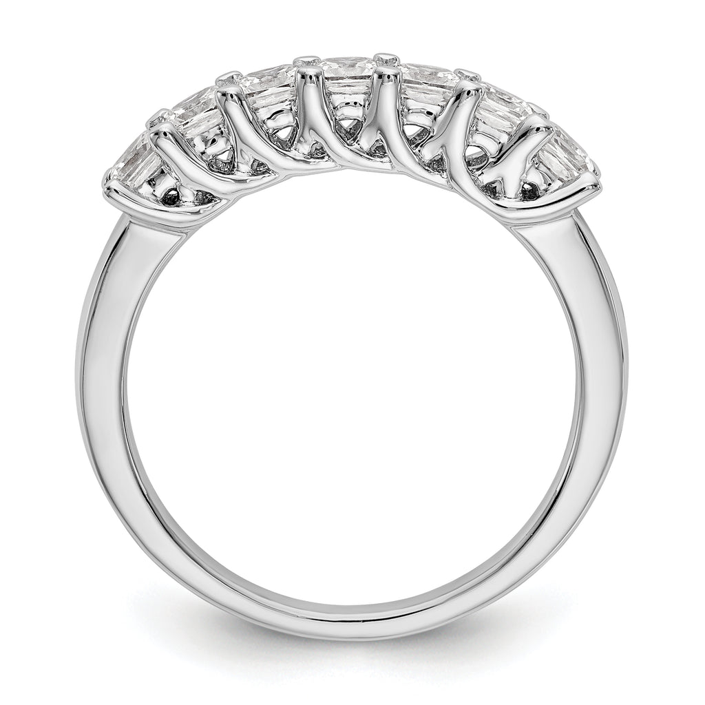 14K White Gold 7-Stone Shared Prong (Holds 7-2.8mm Princess) Diamond Band Mounting (No Stone Included)