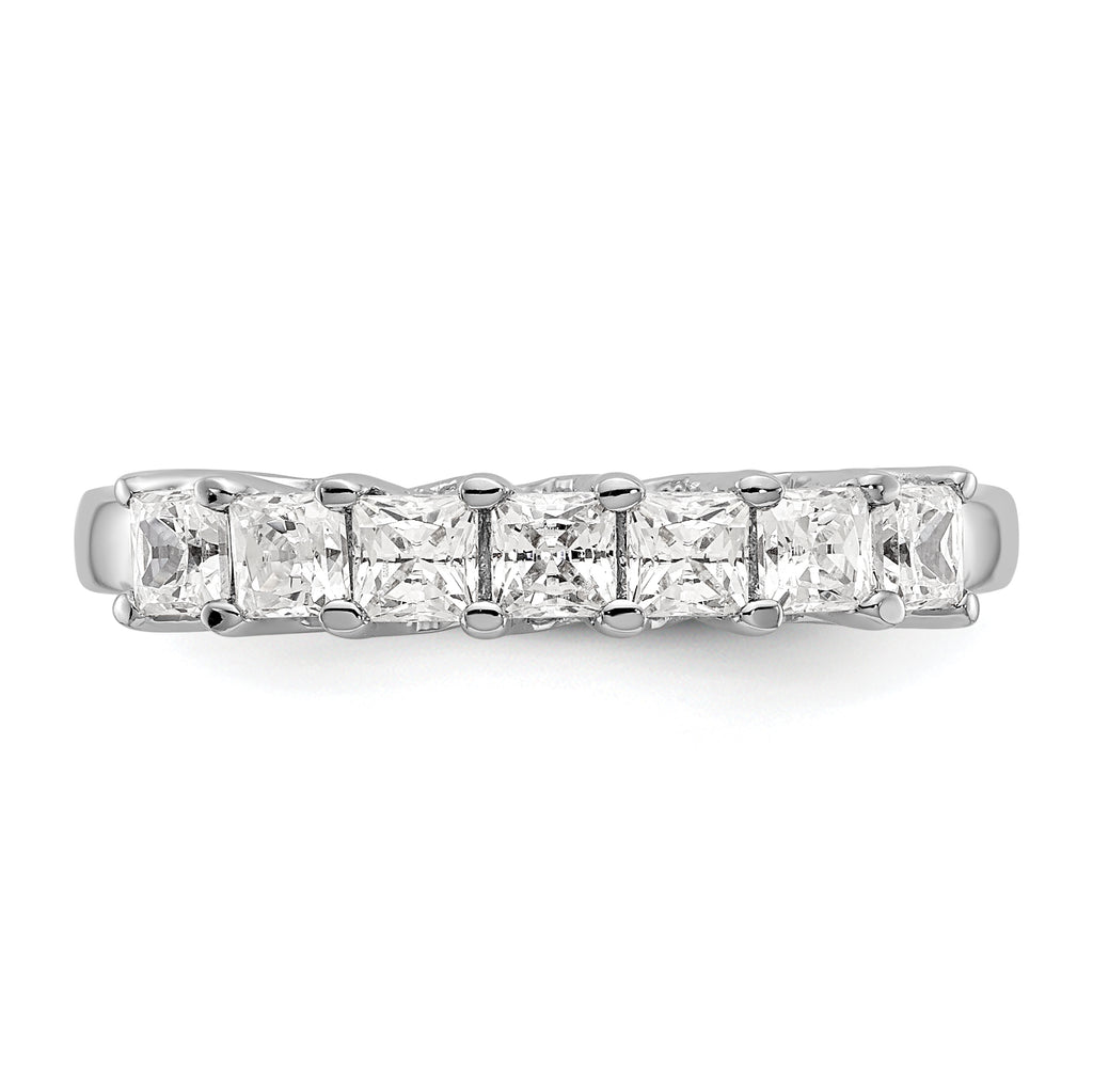 14K White Gold 7-Stone Shared Prong (Holds 7-2.8mm Princess) Diamond Band Mounting (No Stone Included)